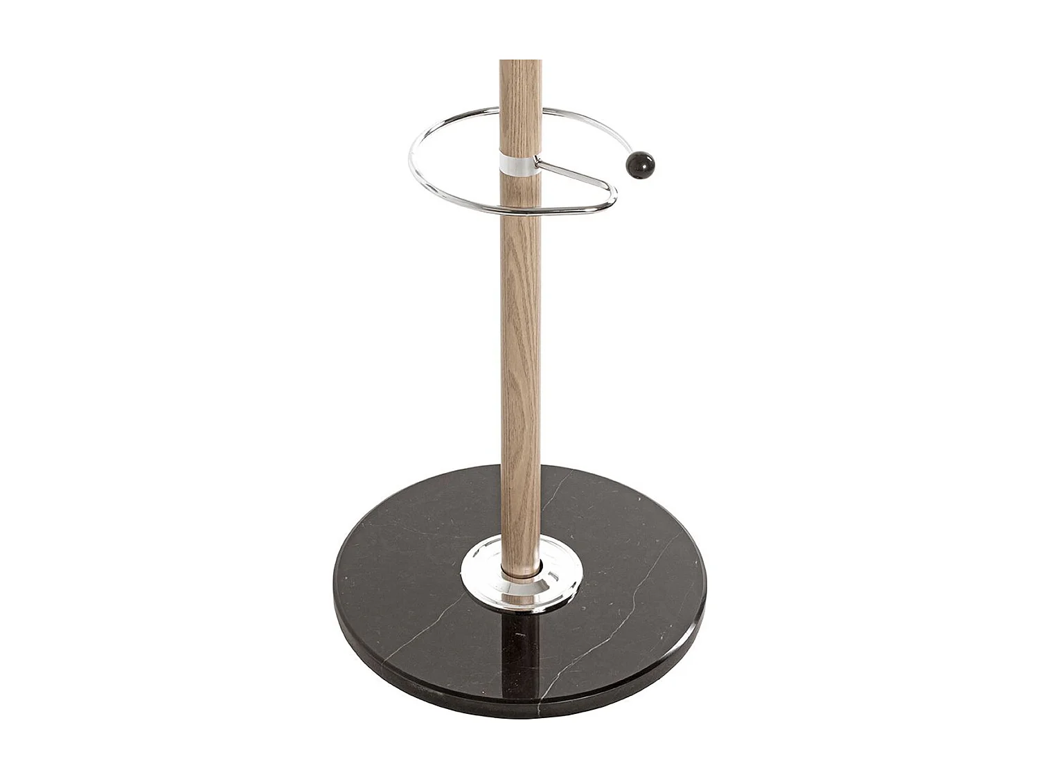 Porte-manteau en acier coloris chêne, pieds en marbre noir  - diamètre 40 x hauteur 175 cm