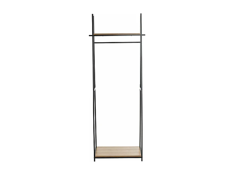 Porte-manteau en bois coloris chêne et métal coloris noir - Longueur 68 x profondeur 40 x hauteur 166 cm