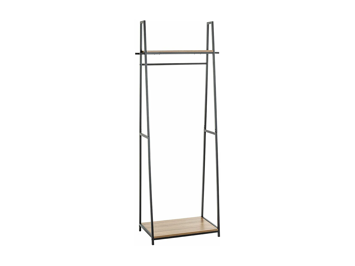 Porte-manteau en bois coloris chêne et métal coloris noir - Longueur 68 x profondeur 40 x hauteur 166 cm