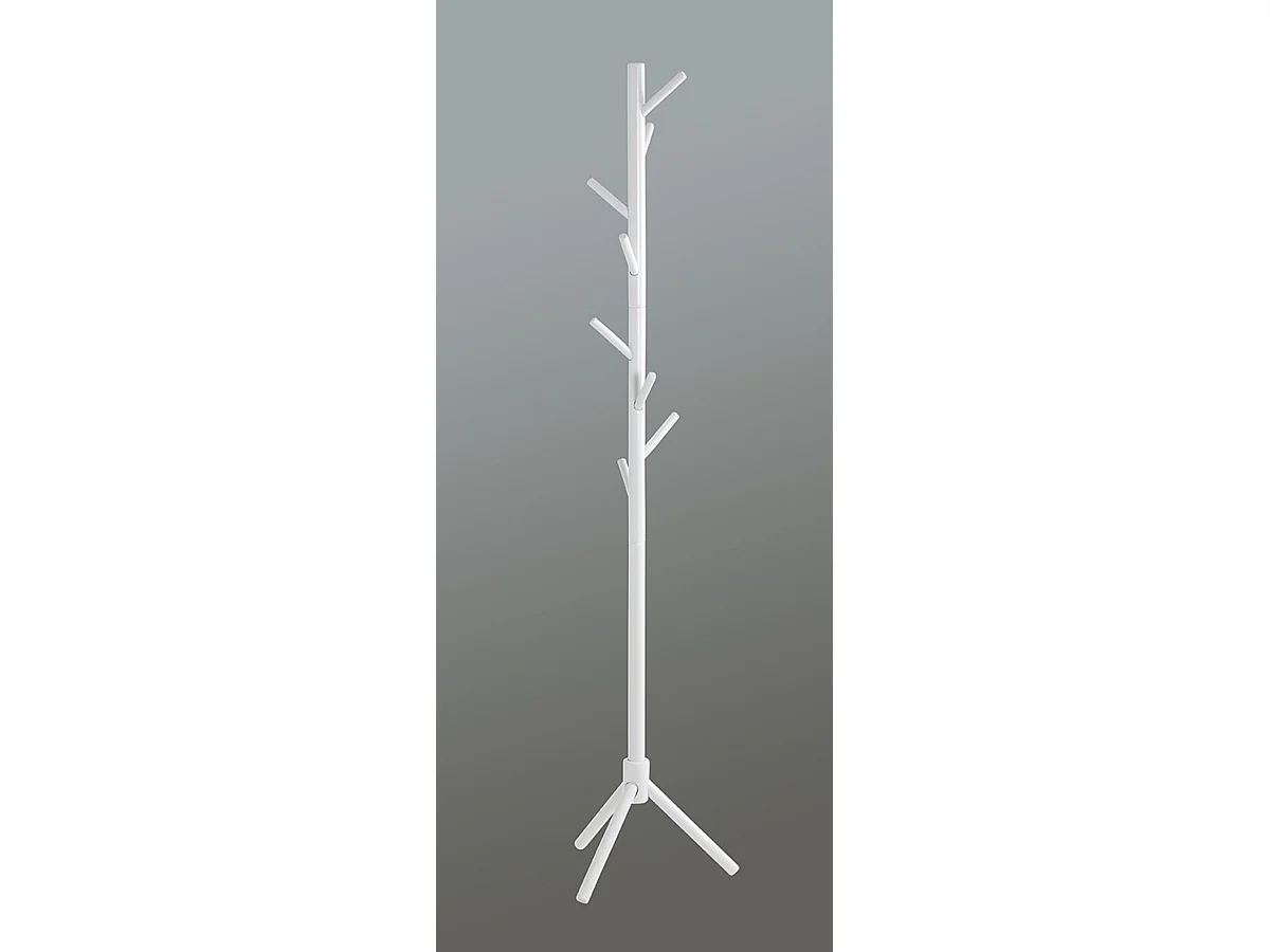 Porte-manteau avec 8 crochets en bois massif coloris blanc - diamètre 43 x hauteur 174 cm