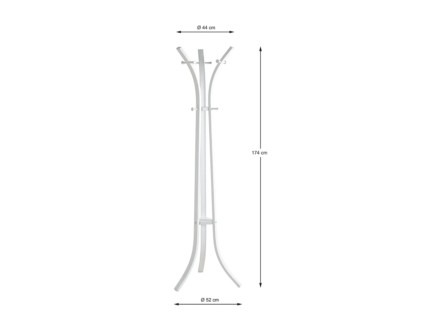 Porte-manteau avec 9 crochets en métal coloris blanc - diamètre 45 x hauteur 177 cm