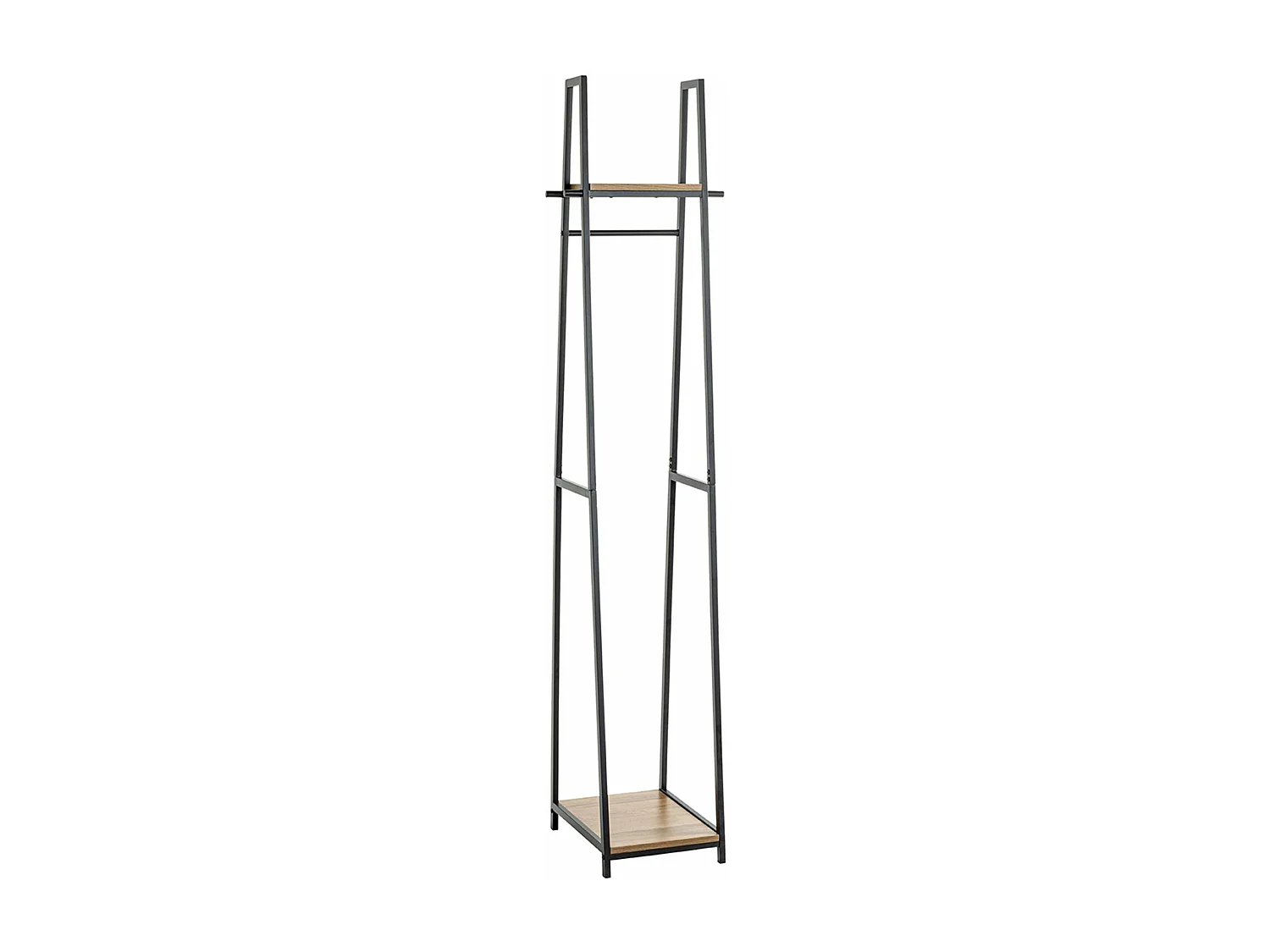 Porte-manteau en bois coloris chêne et métal coloris noir  - longueur 38 x profondeur 40 x hauteur 166  cm