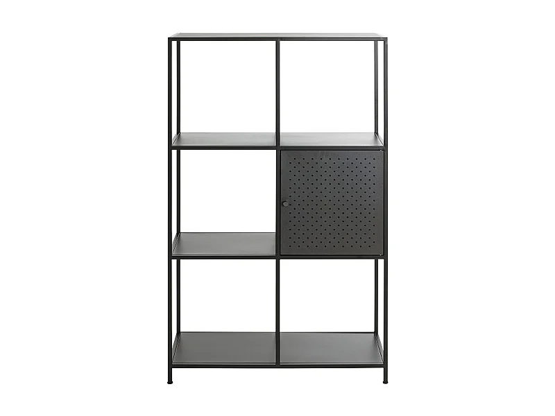 Etagère, meuble étagère avec 1 porte en métal noir -longueur 80 x profondeur 37 x hauteur 134 cm