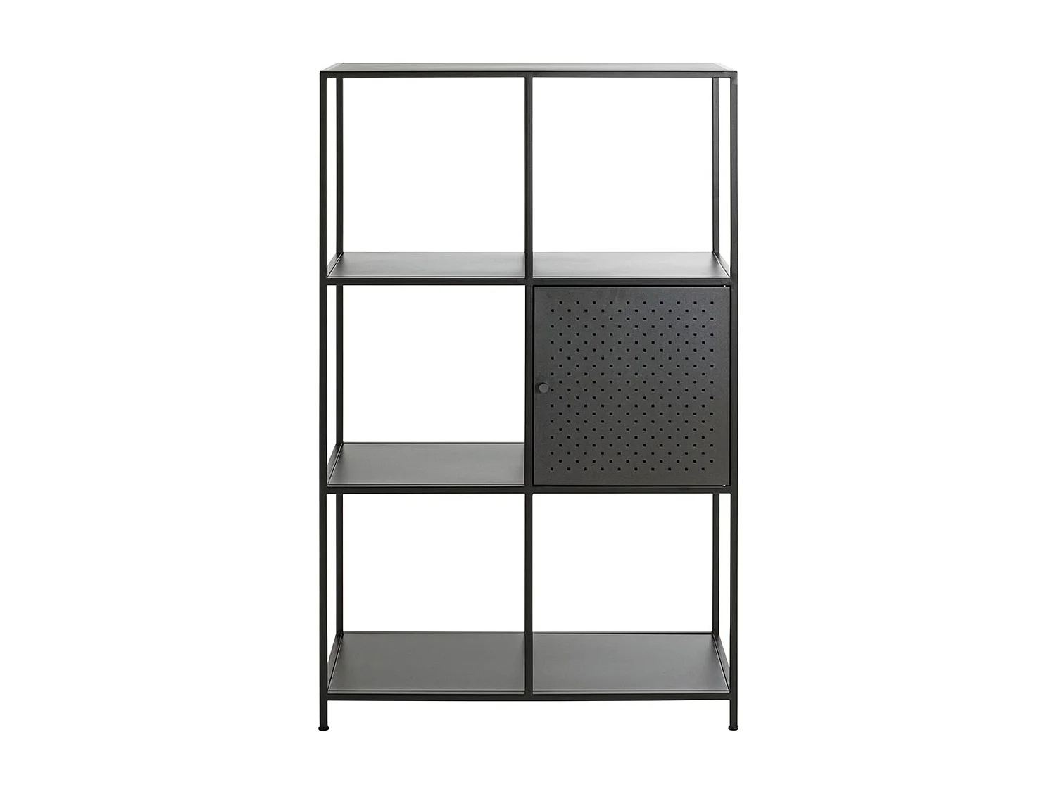 Etagère, meuble étagère avec 1 porte en métal noir -longueur 80 x profondeur 37 x hauteur 134 cm