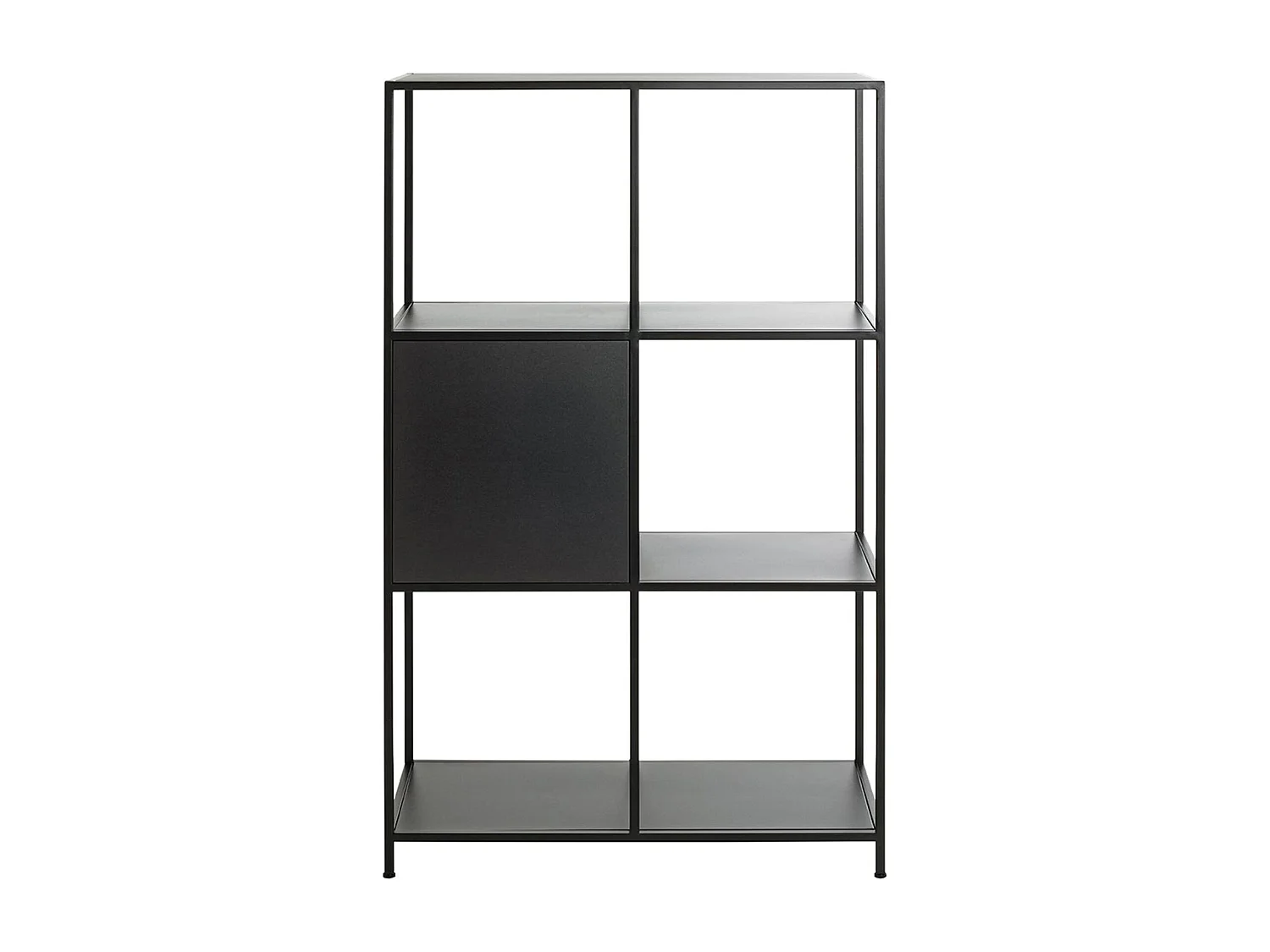 Etagère, meuble étagère avec 1 porte en métal noir -longueur 80 x profondeur 37 x hauteur 134 cm