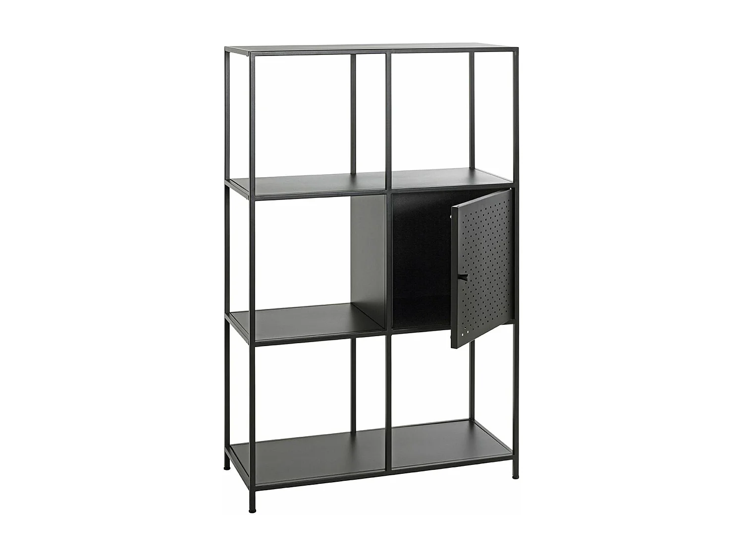 Etagère, meuble étagère avec 1 porte en métal noir -longueur 80 x profondeur 37 x hauteur 134 cm