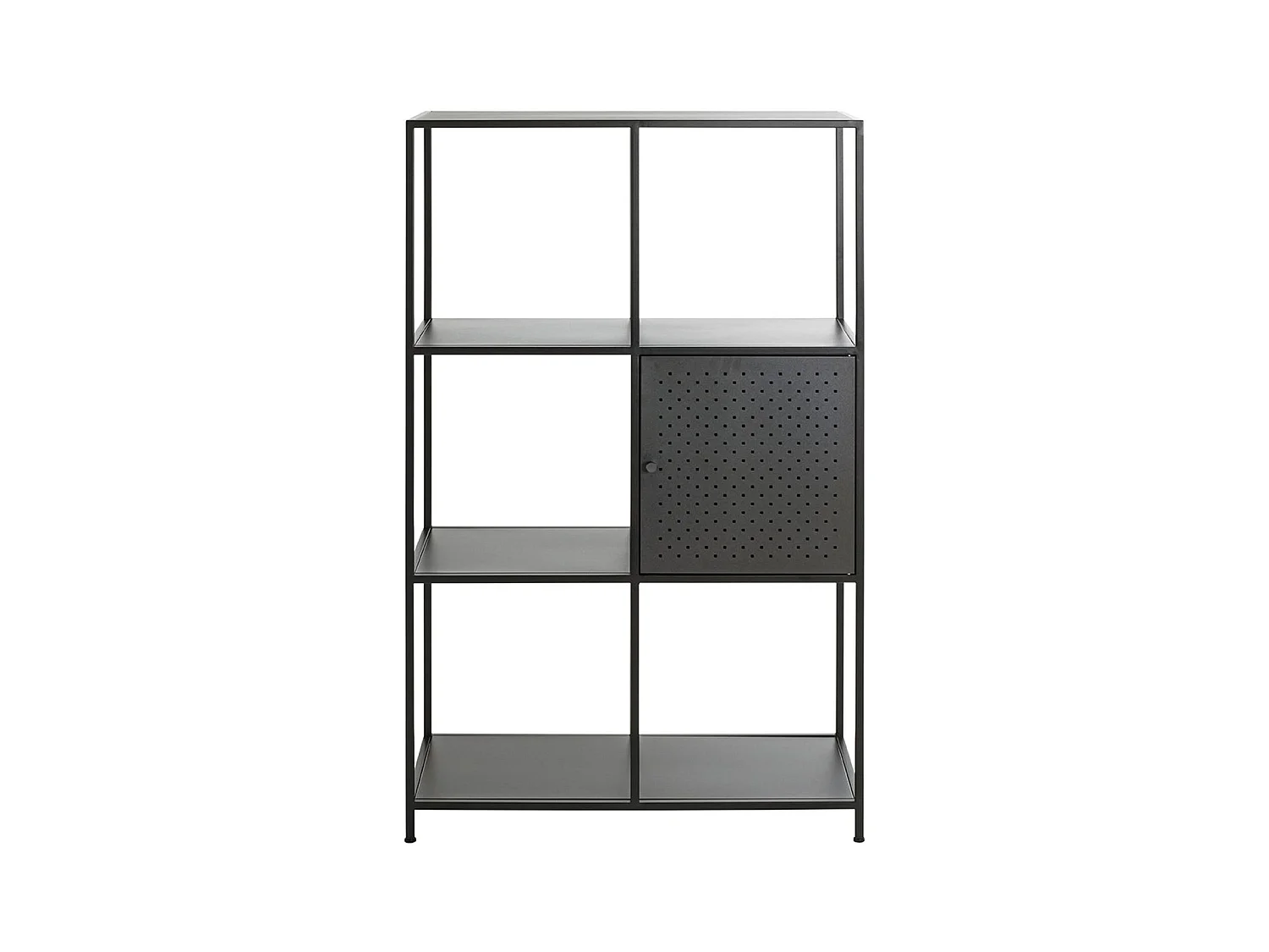 Etagère, meuble étagère avec 1 porte en métal noir -longueur 80 x profondeur 37 x hauteur 134 cm