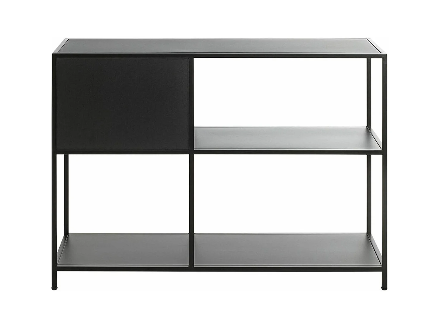 Etagère, meuble étagère en métal coloris noir  -longueur 100 x profondeur 30 x hauteur 75 cm