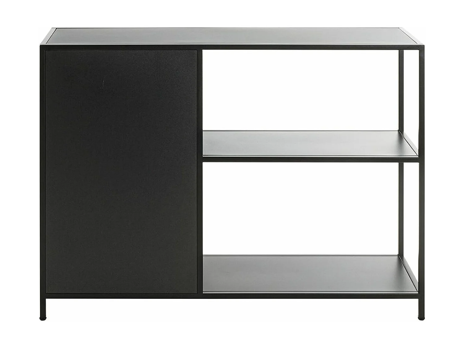 Etagère, meuble étagère avec 1 porte en métal noir  -longueur 100 x profondeur 30 x hauteur 75 cm