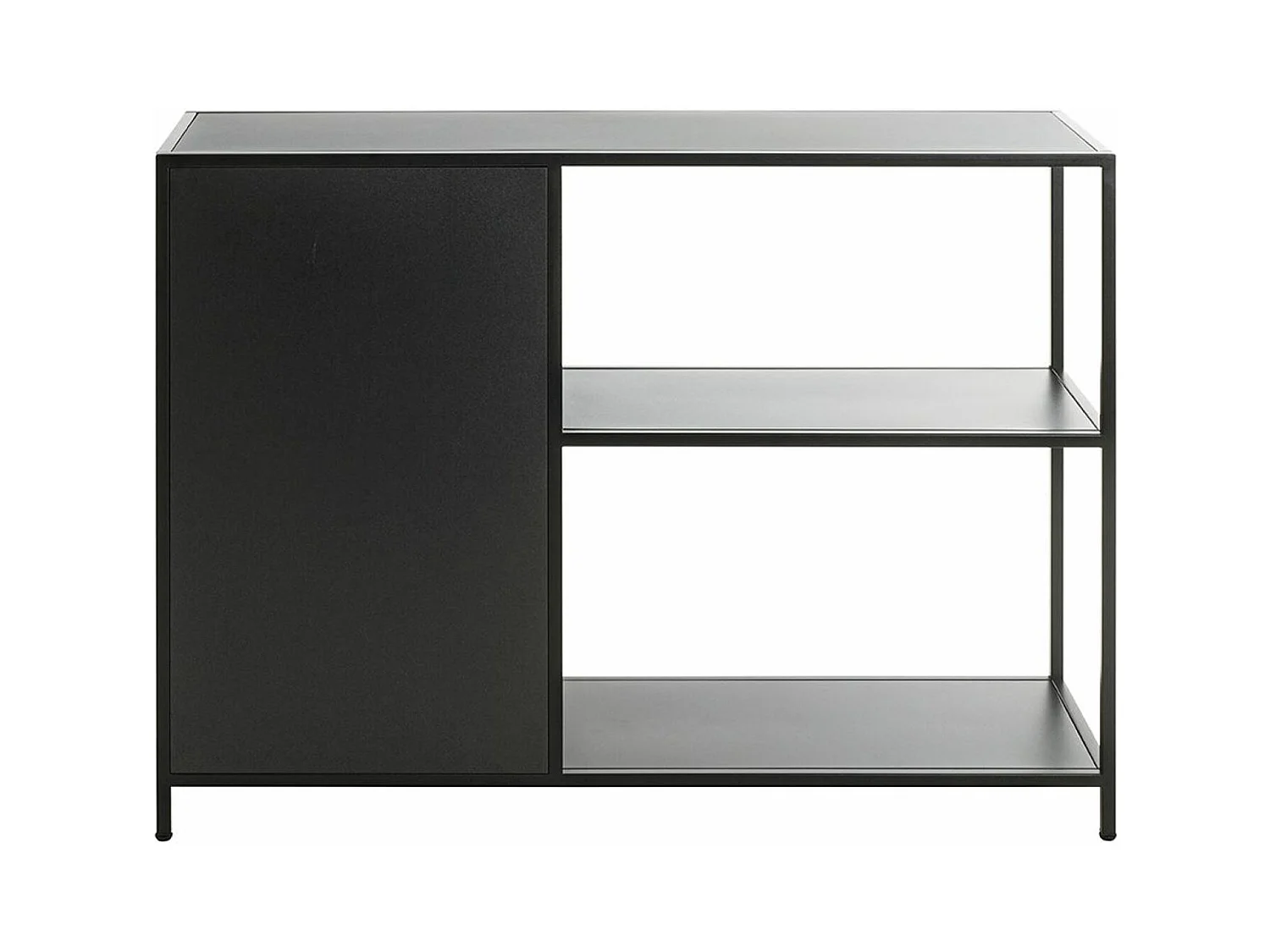Etagère, meuble étagère avec 1 porte en métal noir  -longueur 100 x profondeur 30 x hauteur 75 cm