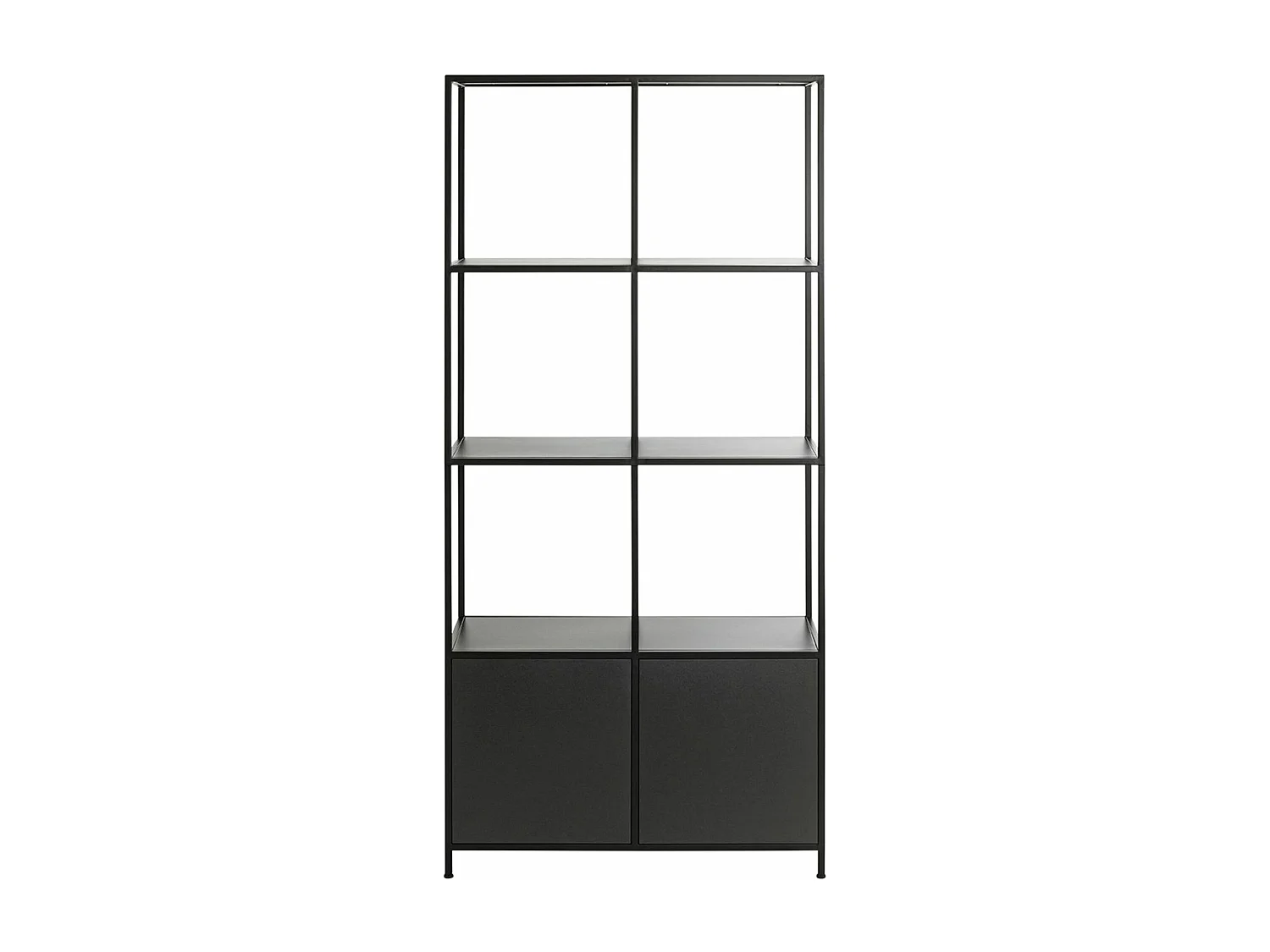 Etagère, meuble étagère avec 2 portes en métal noir -longueur 80 x profondeur 37 x hauteur 176 cm