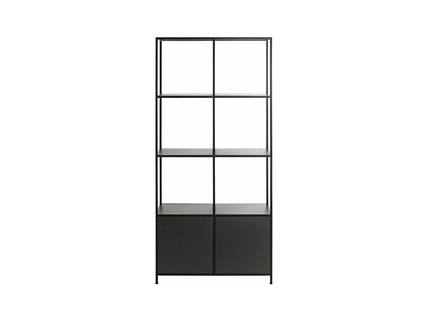 Etagère, meuble étagère avec 2 portes en métal noir -longueur 80 x profondeur 37 x hauteur 176 cm