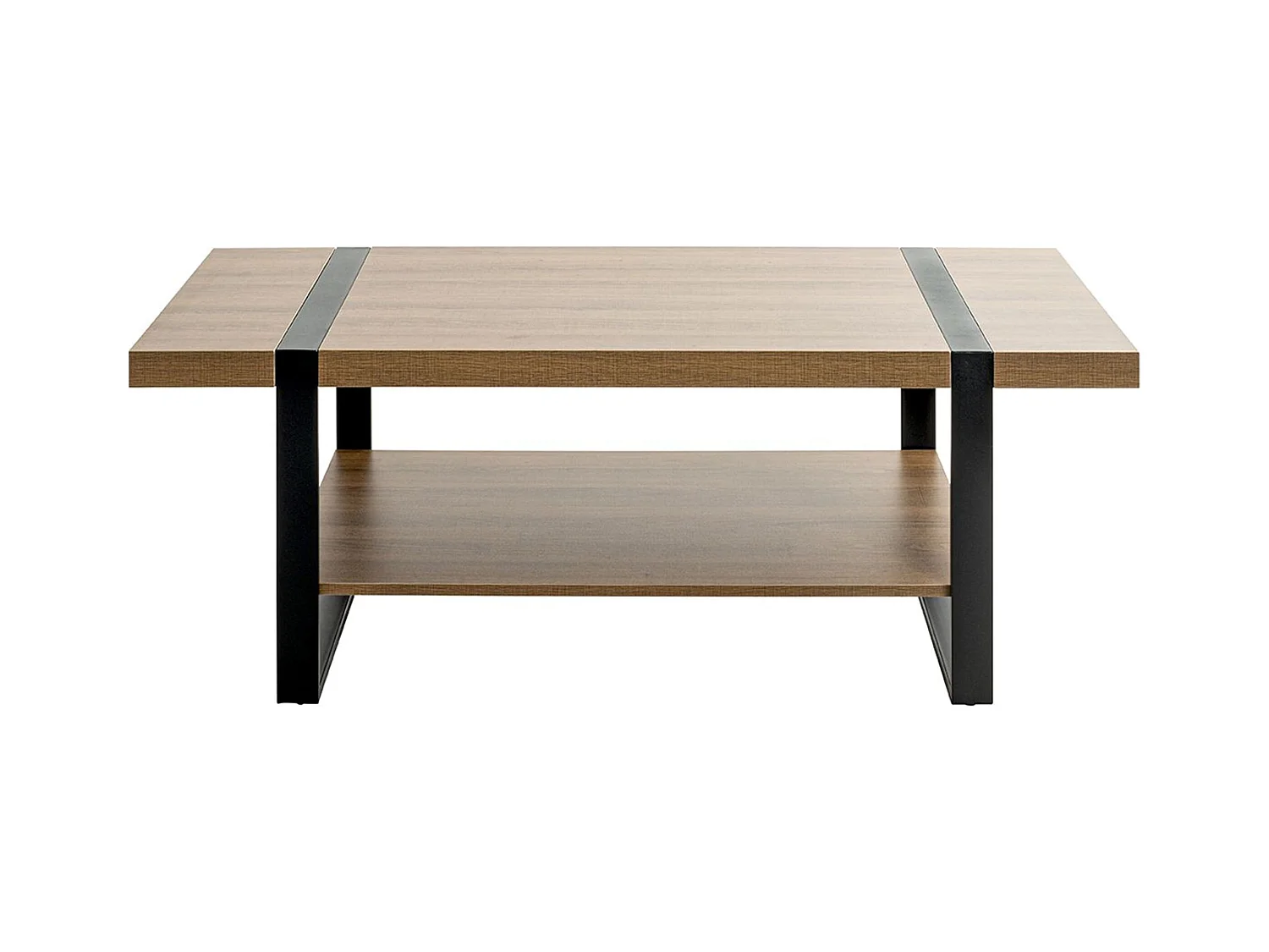 Table basse, Table de salon en bois coloris chêne et métal noir -longueur 120 x profondeur 60 x hauteur 45 cm