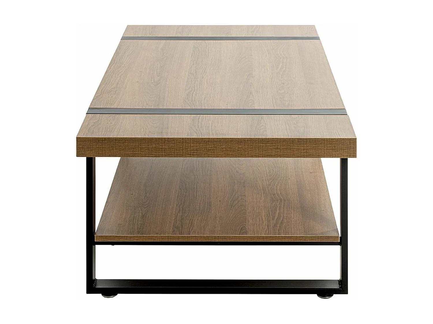 Table basse, Table de salon en bois coloris chêne et métal noir -longueur 120 x profondeur 60 x hauteur 45 cm
