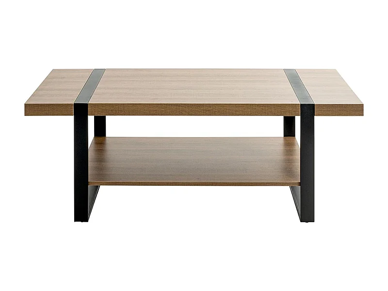 Table basse, Table de salon en bois coloris chêne et métal noir -longueur 120 x profondeur 60 x hauteur 45 cm