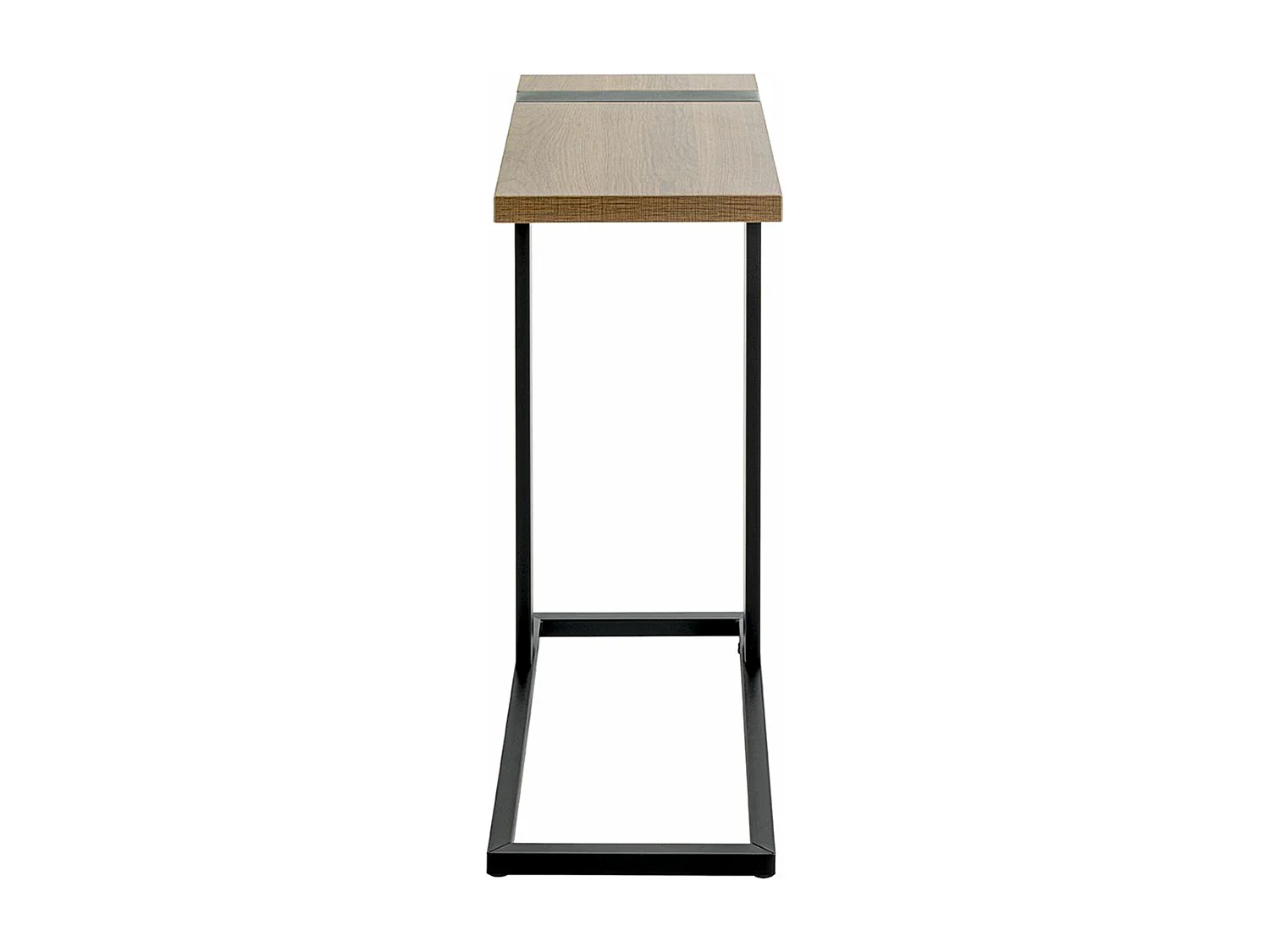 Table basse, Table de salon en bois coloris chêne et métal noir -longueur 24 x profondeur 49 x hauteur 64 cm