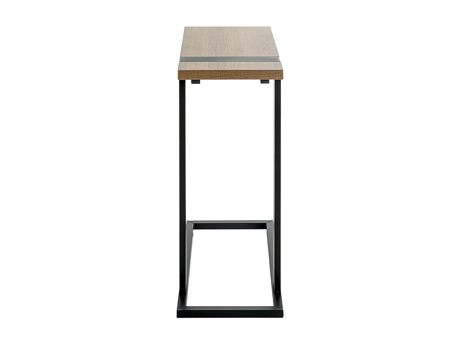Table basse, Table de salon en bois coloris chêne et métal noir -longueur 24 x profondeur 49 x hauteur 64 cm