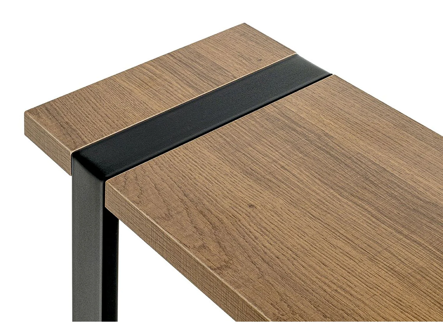 Table basse, Table de salon en bois coloris chêne et métal noir -longueur 24 x profondeur 49 x hauteur 64 cm