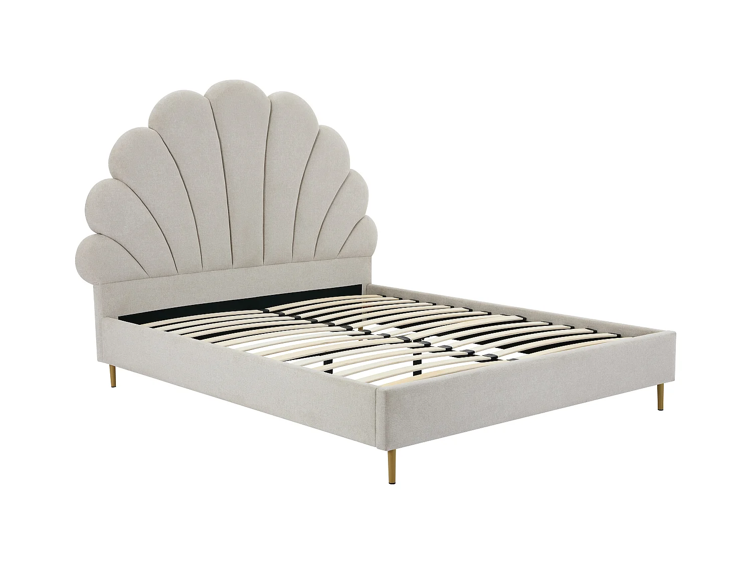 Lit coquillage 140 x 190 cm - Tissu - Beige + Matelas - LIVAYA