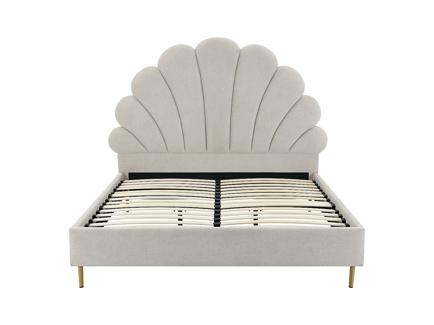 Lit coquillage 140 x 190 cm - Tissu - Beige + Matelas - LIVAYA
