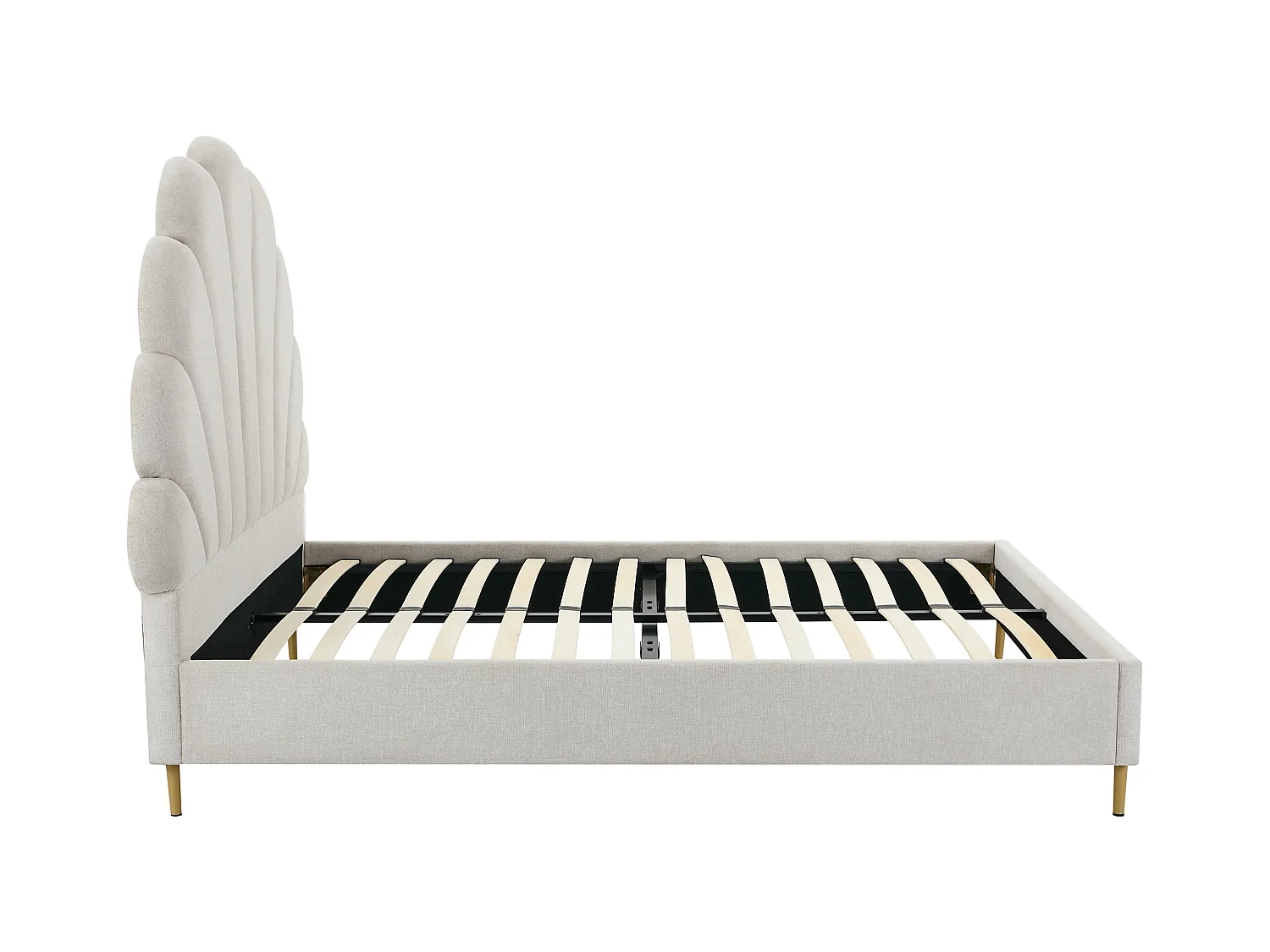 Lit coquillage 140 x 190 cm - Tissu - Beige + Matelas - LIVAYA