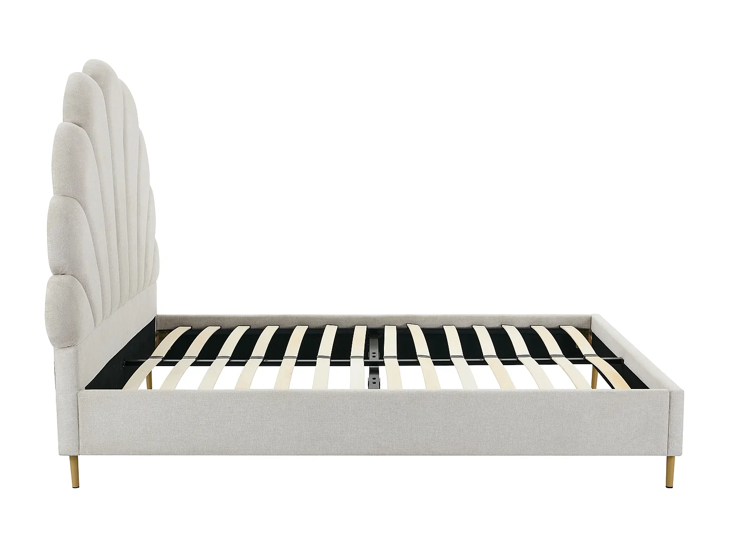 Lit coquillage 160 x 200 cm - Tissu - Beige + Matelas - LIVAYA