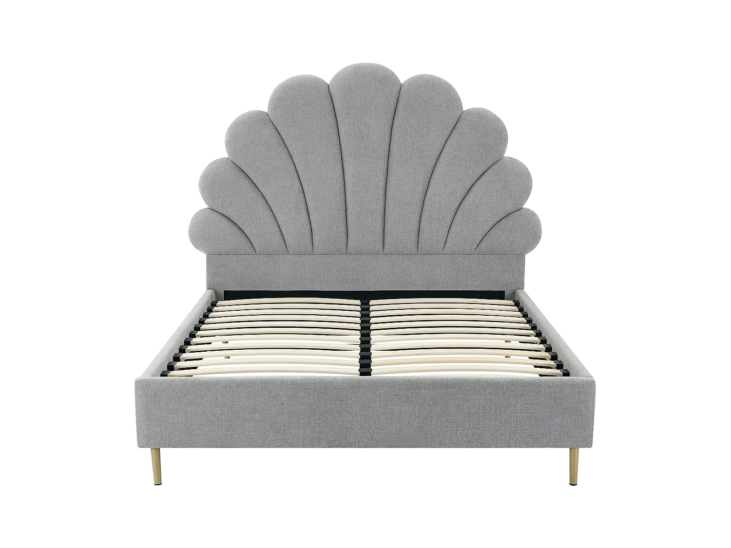 Lit coquillage 140 x 190 cm - Tissu - Gris clair + Matelas - LIVAYA