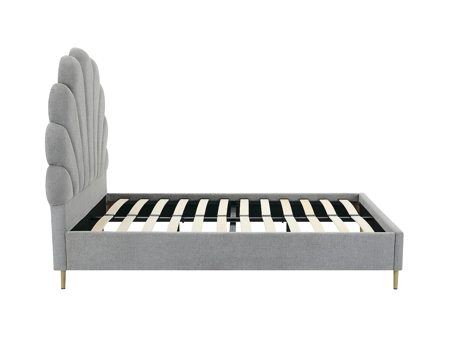 Lit coquillage 140 x 190 cm - Tissu - Gris clair + Matelas - LIVAYA