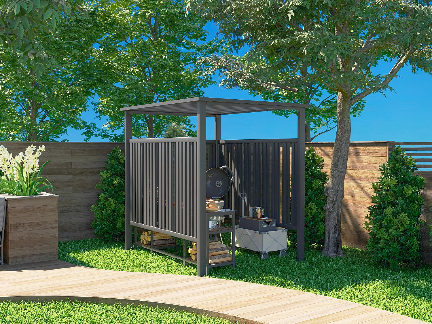 Abri à vélo multifonction en acier galvanisé gris anthracite - 3,65 m² - COPERNO