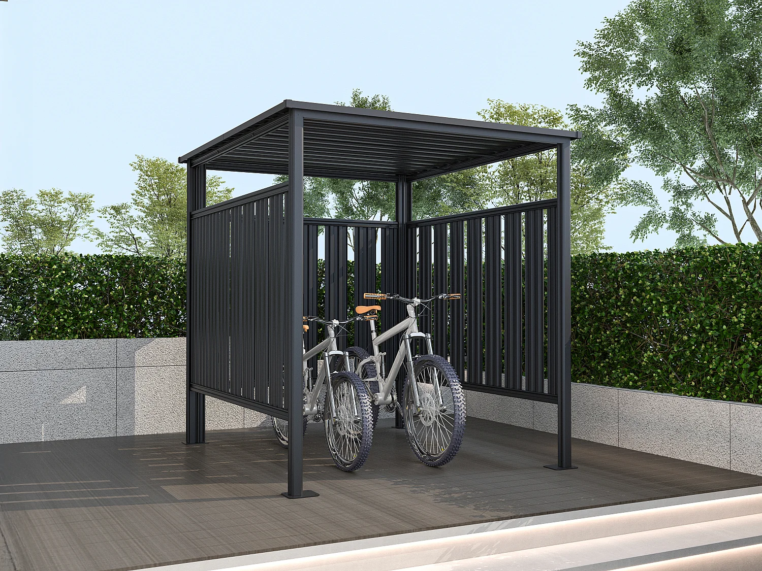 Abri à vélo multifonction en acier galvanisé gris anthracite - 3,65 m² - COPERNO