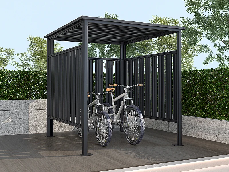 Pensilina multiuso per biciclette in acciaio zincato grigio antracite - 3,65 m² - COPERNO