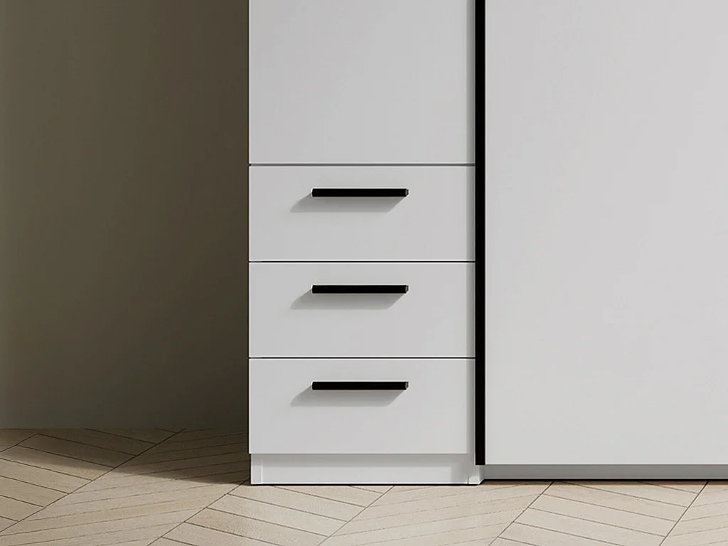 Armadio con 6 cassetti e 4 ante Con specchio L270 cm Bianco - ARVOLIA