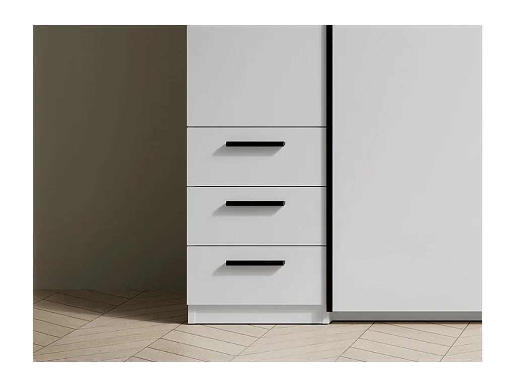 Kast met 6 lades en 4 deuren - Met spiegel - L270 cm - Wit - ARVOLIA