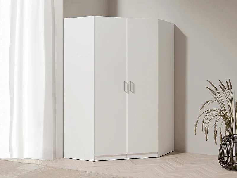 Armoire d'angle 2 portes - L117 cm - Blanc - BELOMY