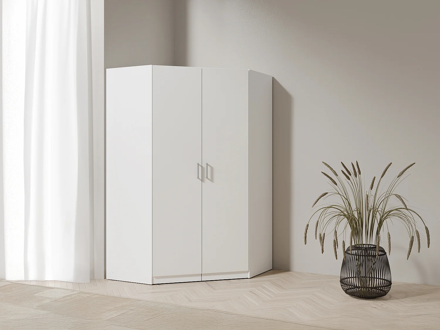 Armoire d'angle 2 portes - L117 cm - Blanc - BELOMY