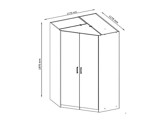Guarda-roupa de canto 2 portas C117 cm branco - BELOMY