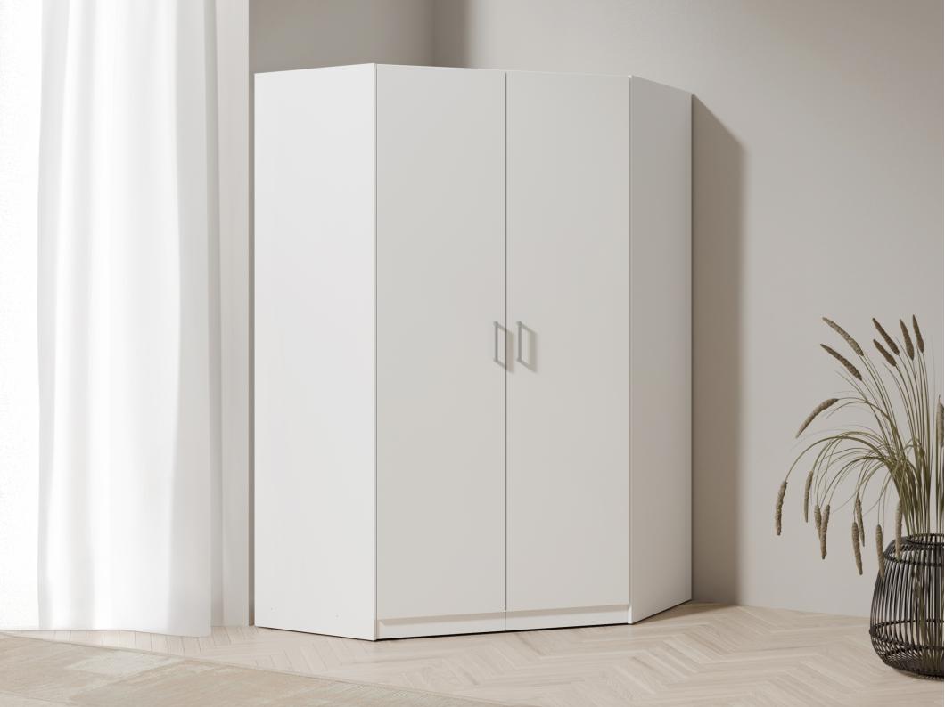 Eckkleiderschrank mit 2 Türen - 117 cm - Weiß - BELOMY