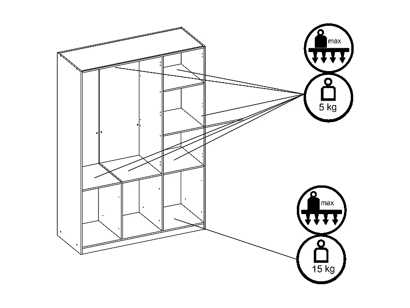Kleiderschrank mit 3 Türen & 6 Schubladen - 136 cm - Weiß - BELOMY