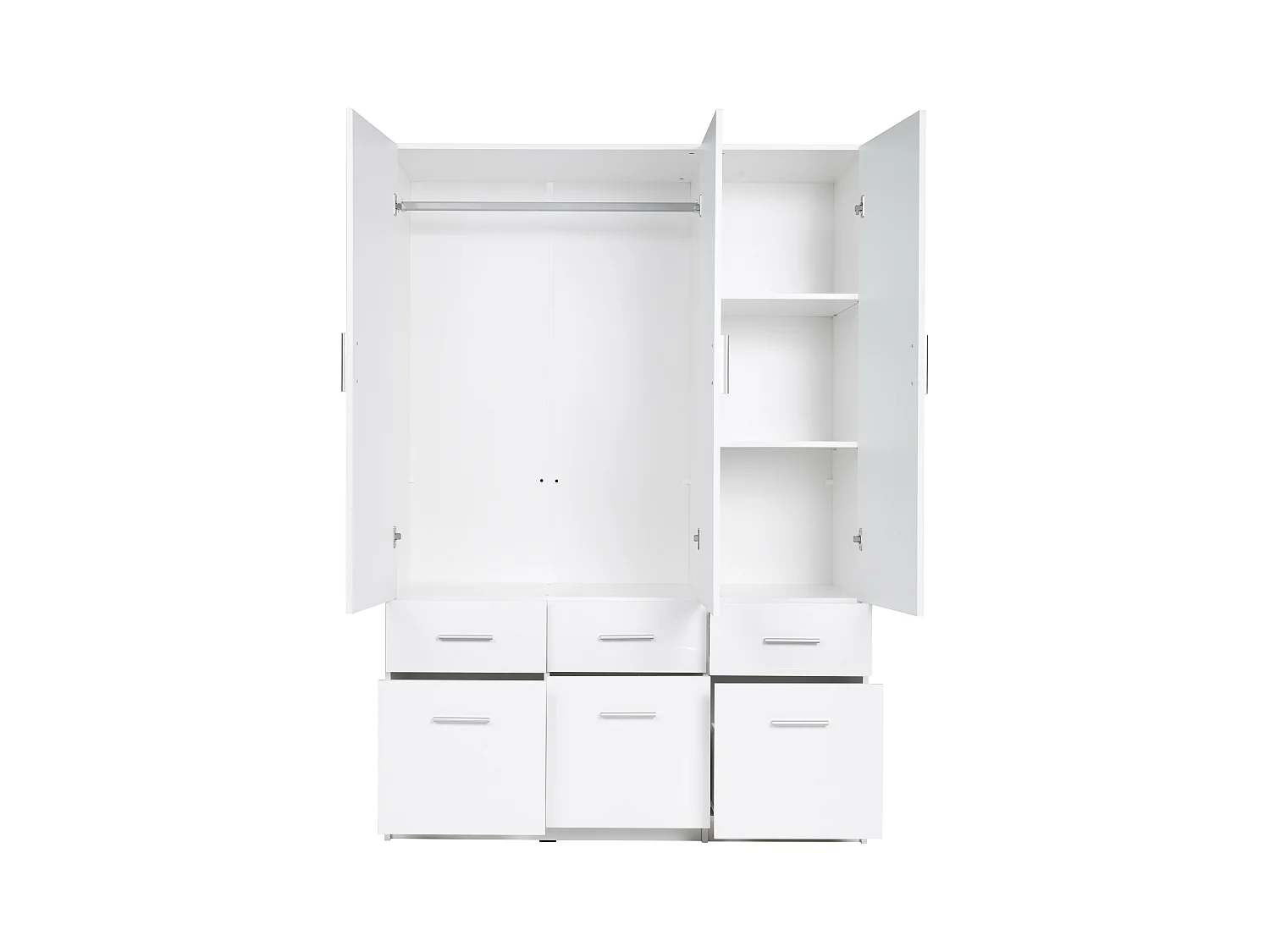 Kast met 3 deuren en 6 lades - L136 cm - Wit - BELOMY