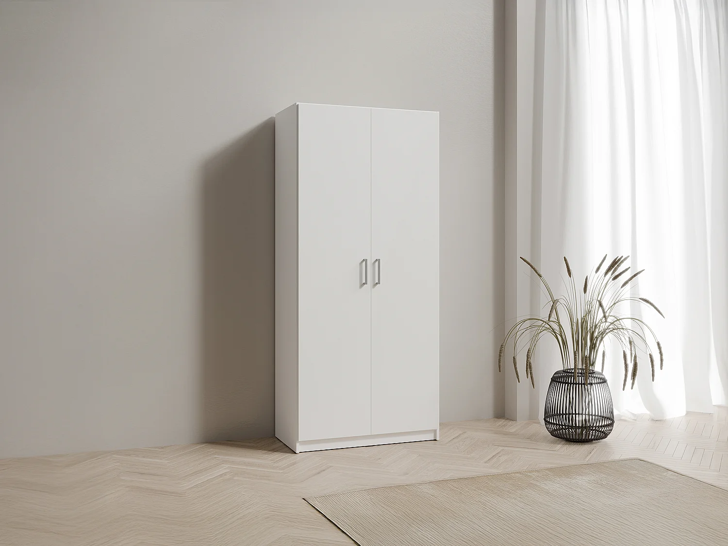 Armoire 2 portes - L92 cm - Blanc - BELOMY