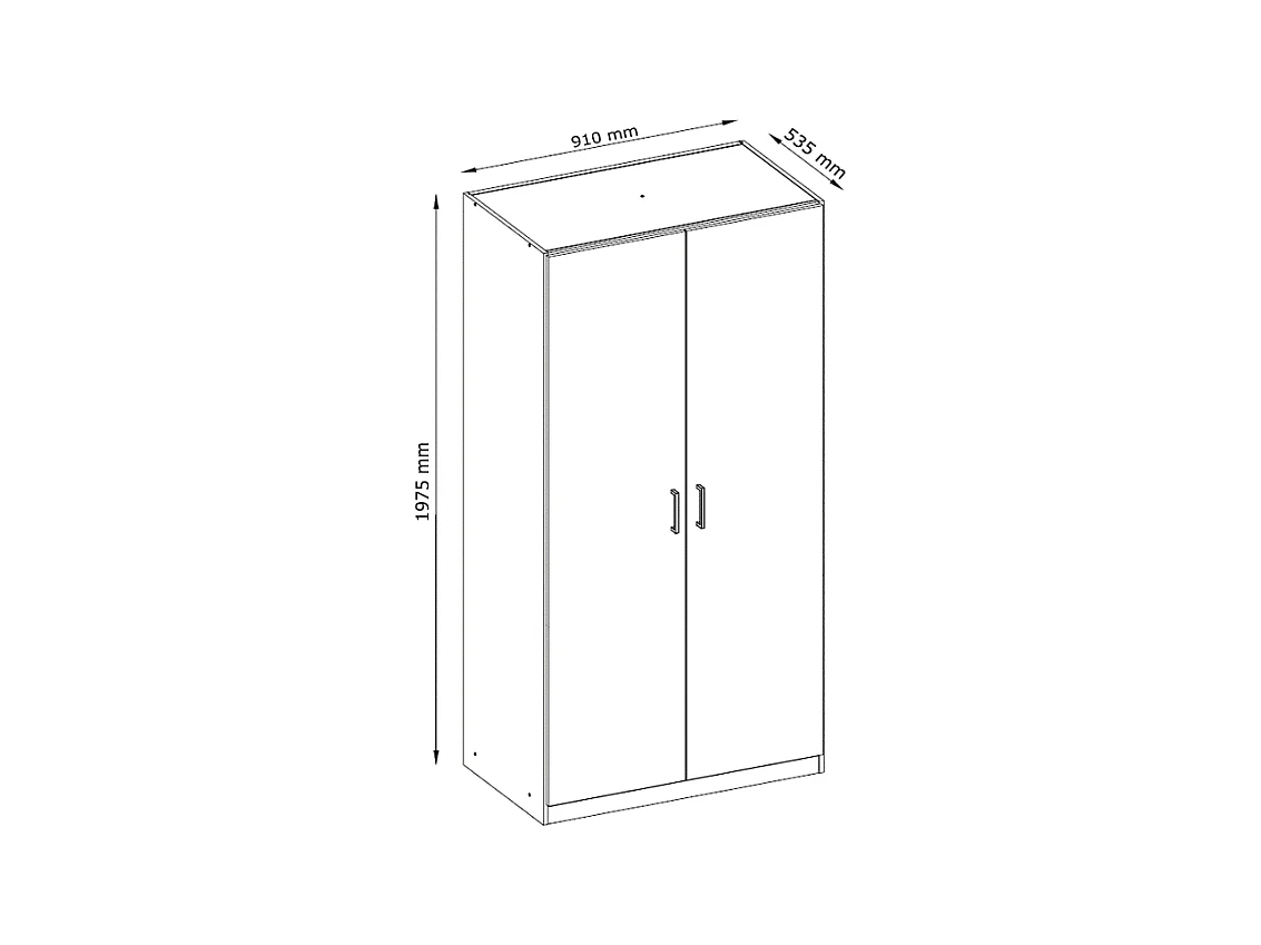 Kast met 2 deuren - L92 cm - Wit - BELOMY