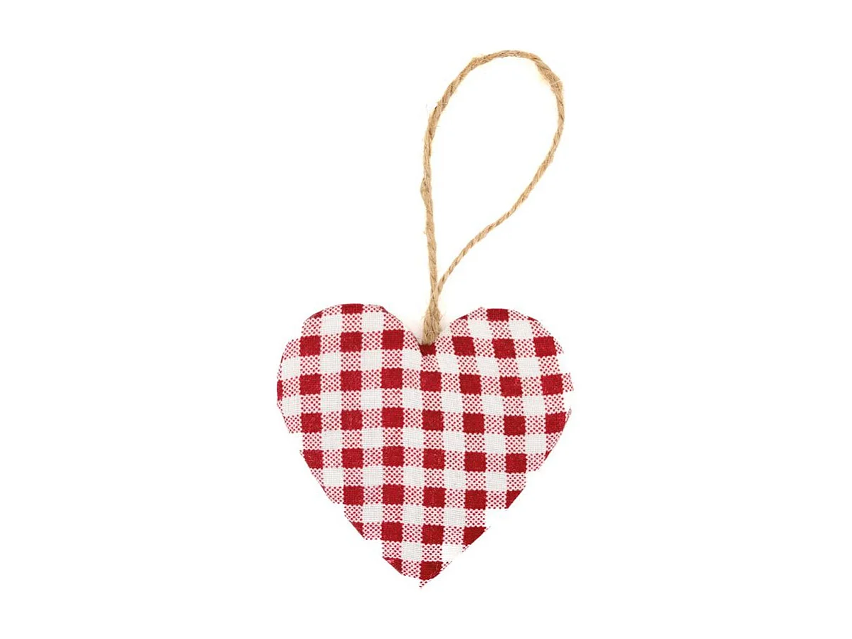 Lot de 6 coeurs en tissu vichy