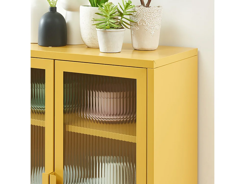 Nino - Buffet 2 portes en métal PANTONE L75cm - Jaune moutarde