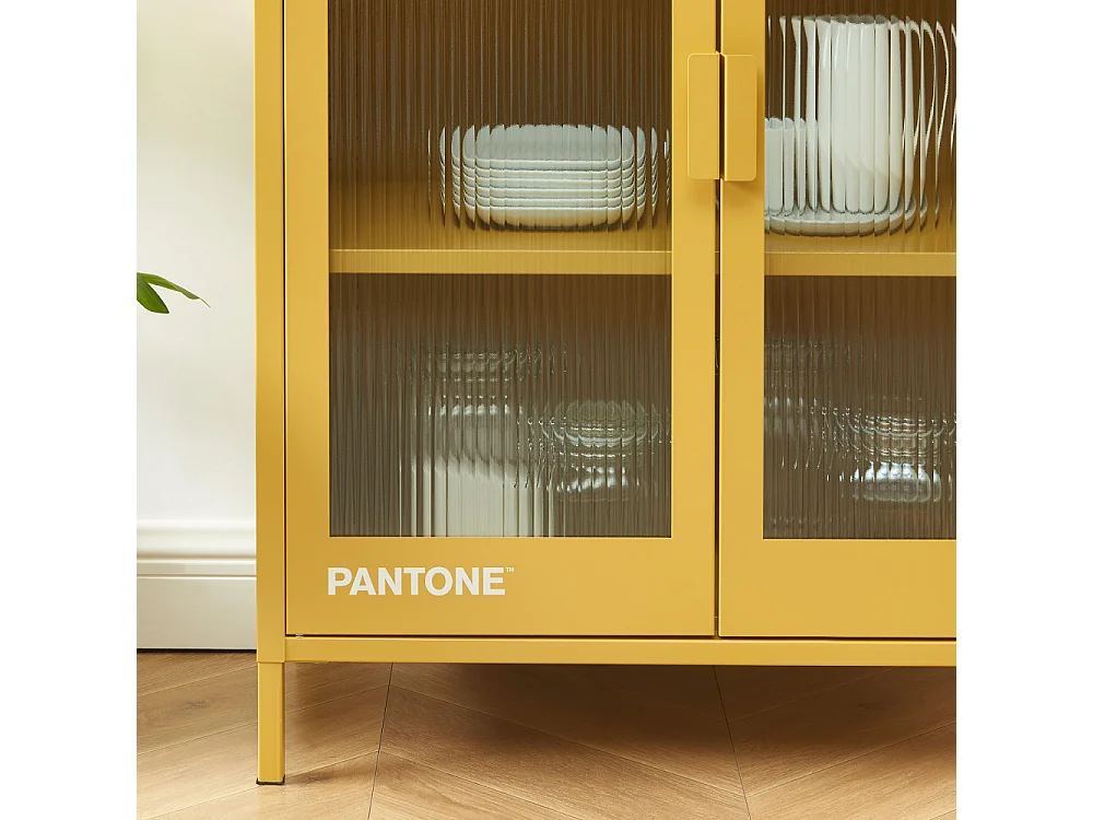 Nino - Buffet 2 portes en métal PANTONE L75cm - Jaune moutarde