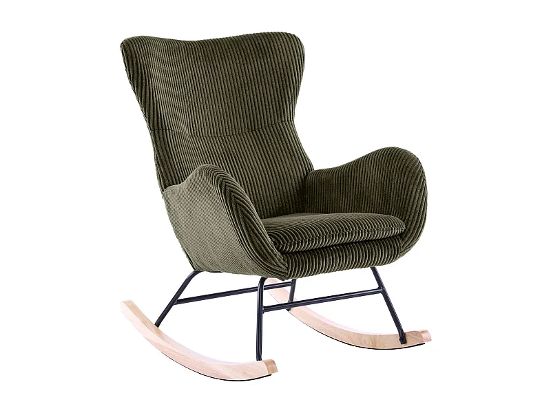 Rocking-chair en velours côtelé vert kaki - Béa