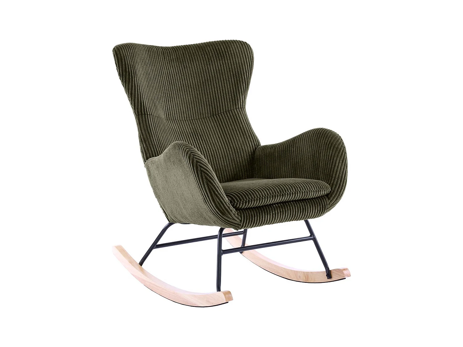 Rocking-chair en velours côtelé vert kaki - Béa