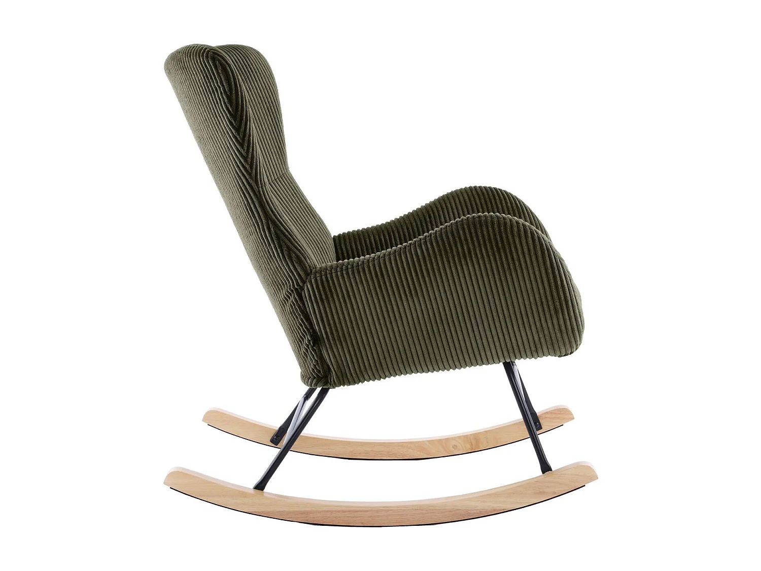 Rocking-chair en velours côtelé vert kaki - Béa