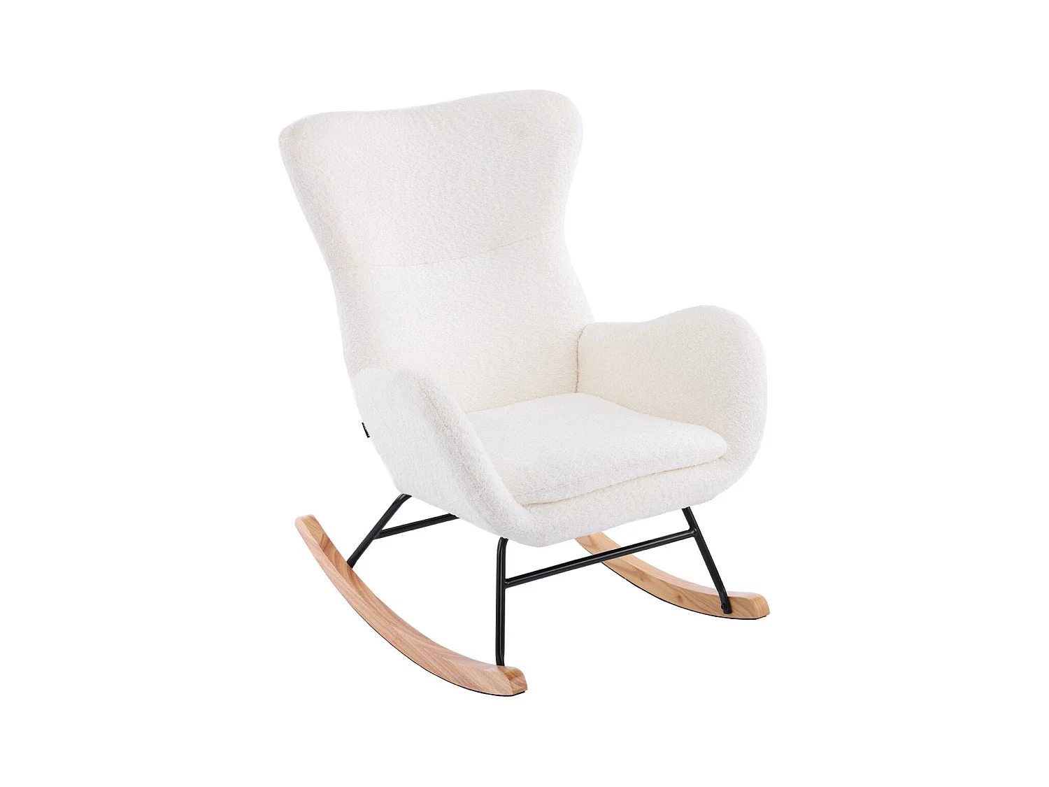 Rocking-chair en tissu bouclé beige - Béa