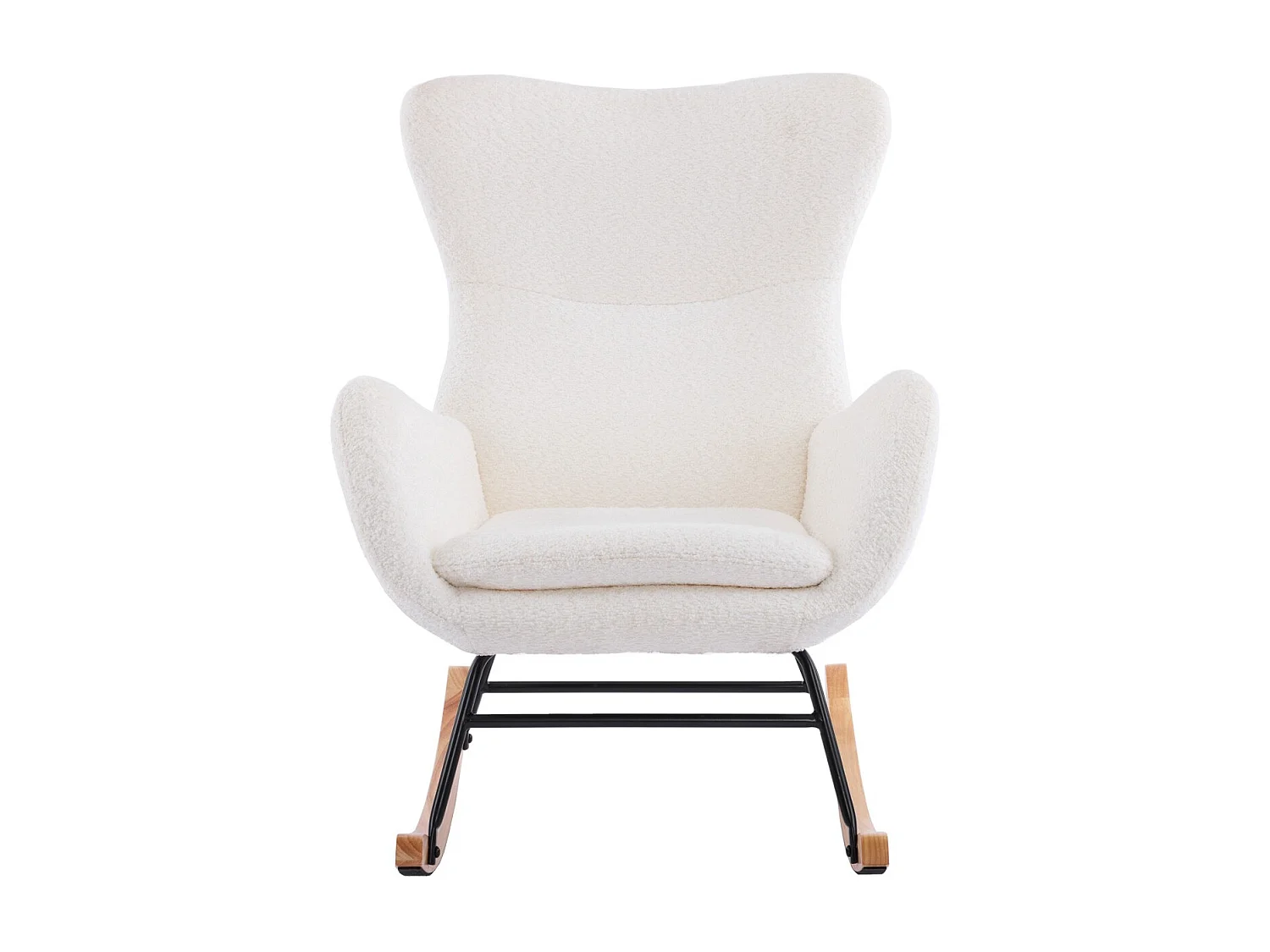 Rocking-chair en tissu bouclé beige - Béa