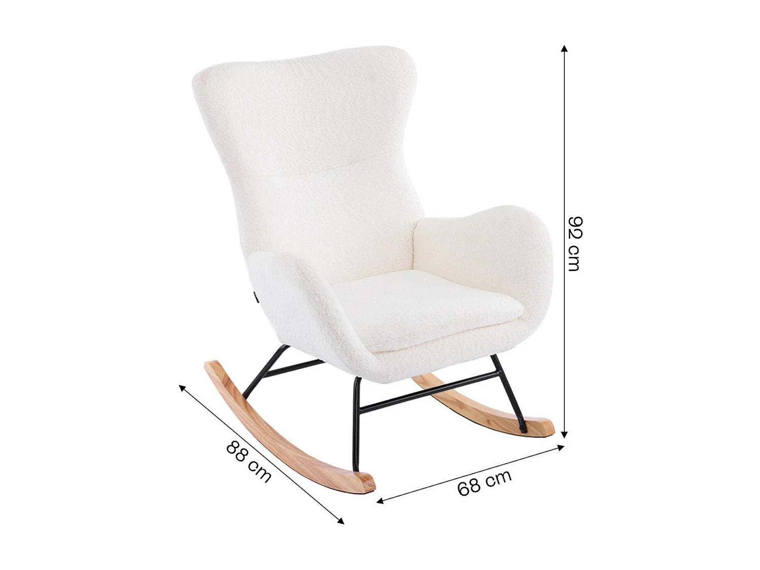 Rocking-chair en tissu bouclé beige - Béa